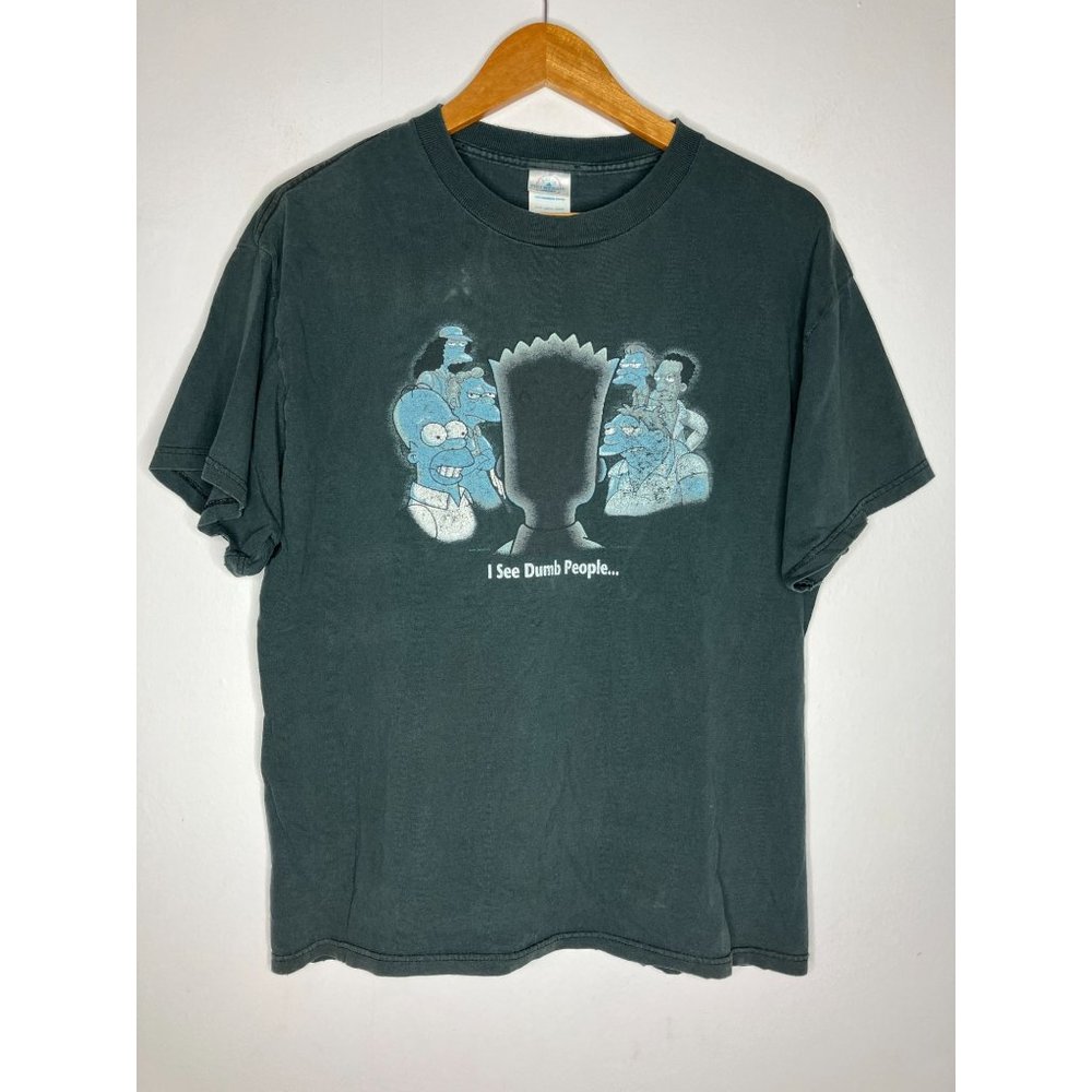 Vintage Simpsons I See Dumb People Distressed Men's Large T-Shirt